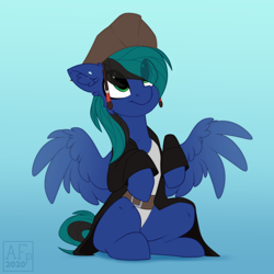 Size: 3500x3500 | Tagged: safe, alternate version, artist:airfly-pony, imported from derpibooru, oc, oc:ender, pegasus, pony, begging, clothes, costume, cute, gradient background, halloween, halloween costume, hat, high res, holiday, jack sparrow, male, multiple variants, pegasus oc, pirate, pirate hat, pirates of the caribbean, spread wings, stallion, trick or treat, wings