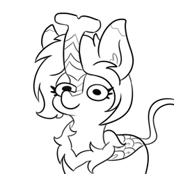 Size: 792x792 | Tagged: safe, artist:tjpones, imported from derpibooru, oc, oc only, oc:crow mellow, kirin, black and white, female, gift art, grayscale, kirin oc, lineart, monochrome, simple background, smiling, solo, white background