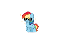 Size: 6800x4900 | Tagged: safe, artist:kittyrosie, imported from derpibooru, rainbow dash, pegasus, pony, 20% cooler, absurd resolution, chest fluff, cute, dashabetes, female, mare, simple background, smiling, smol, smoldash, solo, sunglasses, swag, white background