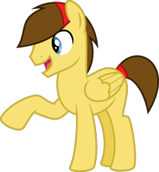 Size: 4000x4341 | Tagged: safe, artist:melisareb, imported from derpibooru, oc, oc only, oc:aspire bolt, pegasus, pony, absurd resolution, male, open mouth, raised hoof, simple background, solo, stallion, transparent background, vector