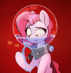 Size: 716x735 | Tagged: safe, artist:rexyseven, imported from derpibooru, oc, oc only, oc:koraru koi, merpony, pony, broken glass, bubble helmet, female, helmet, imminent asphyxiation, imminent death, leaking, solo, this will end in death, this will not end well, water