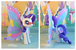 Size: 1306x850 | Tagged: safe, artist:krowzivitch, imported from derpibooru, rarity, pony, female, figurine, glasses, glimmer wings, gossamer wings, irl, photo, rarity's glasses, solo, wings