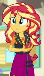Size: 342x591 | Tagged: safe, imported from derpibooru, screencap, sunset shimmer, equestria girls, equestria girls series, holidays unwrapped, spoiler:eqg series (season 2), cropped, female, geode of empathy, magical geodes, o come all ye squashful, solo