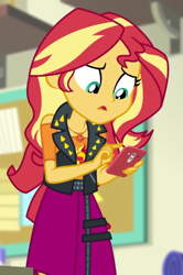 Size: 385x579 | Tagged: safe, imported from derpibooru, screencap, sunset shimmer, equestria girls, equestria girls series, holidays unwrapped, spoiler:eqg series (season 2), cropped, female, geode of empathy, magical geodes, o come all ye squashful, solo