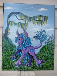 Size: 3000x4000 | Tagged: safe, artist:annuthecatgirl, imported from derpibooru, izzy moonbow, classical unicorn, pony, unicorn, acrylic painting, cloven hooves, female, g5, high res, leonine tail, mare, my little pony: a new generation, painting, redesign, smiling, smirk, solo, standing on two hooves, tail, traditional art, unshorn fetlocks