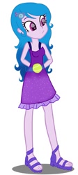 Size: 605x1350 | Tagged: safe, artist:jullea cabilao, imported from derpibooru, izzy moonbow, equestria girls, base used, clothes, dress, equestria girls-ified, feet, female, g5, g5 to equestria girls, my little pony: a new generation, sandals, simple background, solo, white background