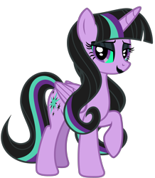 Size: 4651x5342 | Tagged: safe, alternate version, artist:severity-gray, imported from derpibooru, twilight sparkle, oc, oc:twivine sparkle, alicorn, pony, absurd resolution, bedroom eyes, colored sclera, eyeshadow, female, lipstick, looking at you, makeup, mare, raised hoof, simple background, smiling, smiling at you, solo, transparent background, twilight sparkle (alicorn), twivine sparkle