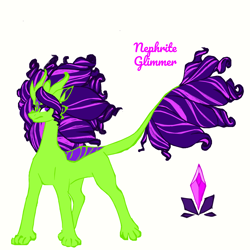 Size: 2000x2000 | Tagged: safe, artist:vividspark, imported from derpibooru, oc, oc only, oc:nephrite glimmer, dracony, hybrid, female, high res, horns, interspecies offspring, mare, offspring, parent:rarity, parent:spike, parents:sparity, simple background, white background