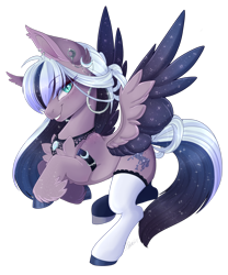Size: 1920x2311 | Tagged: safe, artist:pvrii, imported from derpibooru, oc, oc only, oc:iris, pegasus, pony, clothes, colored wings, female, mare, simple background, socks, solo, transparent background, two toned wings, wings