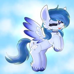 Size: 1860x1858 | Tagged: safe, artist:saveraedae, imported from derpibooru, pegasus, pony, :p, cute, female, flying, mare, sky, solo, tongue out, unshorn fetlocks