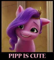 Size: 506x564 | Tagged: safe, edit, edited screencap, imported from derpibooru, screencap, pipp petals, pegasus, pony, spoiler:my little pony: a new generation, adorapipp, captain obvious, cropped, cute, facts, female, g5, grin, mare, my little pony: a new generation, smiling, solo, truth