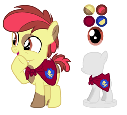 Size: 1078x980 | Tagged: safe, artist:cobaltstaryt, imported from derpibooru, pony, base used, cape, clothes, colt, male, offspring, parent:apple bloom, parent:pipsqueak, parents:pipbloom, reference sheet, simple background, white background