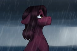 Size: 3000x2000 | Tagged: safe, artist:zahsart, imported from derpibooru, oc, oc only, oc:carmine gumshoe, earth pony, pony, high res, rain, solo