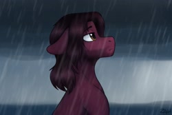Size: 3000x2000 | Tagged: safe, alternate version, artist:zahsart, imported from derpibooru, oc, oc only, oc:carmine gumshoe, earth pony, pony, high res, rain, solo