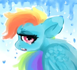 Size: 1280x1164 | Tagged: safe, artist:queen-fia, imported from derpibooru, rainbow dash, pegasus, pony, female, mare, profile, sad, solo, teary eyes