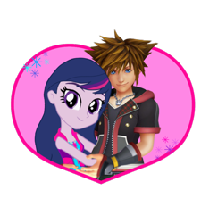 Size: 1390x1546 | Tagged: safe, artist:wavebreeze234, imported from derpibooru, twilight sparkle, equestria girls, crossover, disney, eyelashes, female, kingdom hearts, male, simple background, sora, straight, transparent background