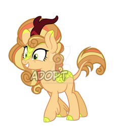 Size: 1280x1360 | Tagged: safe, artist:just-silvushka, imported from derpibooru, oc, oc only, hybrid, kirin, pony, base used, deviantart watermark, eyelashes, female, interspecies offspring, kirin oc, leonine tail, magical lesbian spawn, mare, obtrusive watermark, offspring, parent:applejack, parent:autumn blaze, parents:autumnjack, simple background, solo, tail, transparent background, watermark