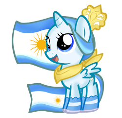 Size: 6133x5916 | Tagged: safe, artist:pridark, imported from derpibooru, oc, oc only, oc:princess argenta, alicorn, pony, alicorn oc, argentina, chibi, cute, female, filly, flag, horn, nation ponies, ponified, ponified flag, simple background, solo, transparent background, wings