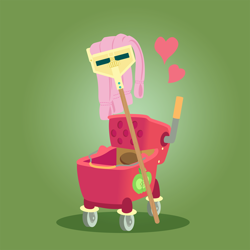 Size: 1600x1600 | Tagged: safe, anonymous artist, imported from derpibooru, big macintosh, fluttershy, series:fm holidays, bucket, female, floating heart, fluttermac, fluttermop, heart, inanimate tf, lineless, male, meme, mop, mop bucket, shipping, straight, transformation