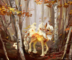Size: 800x663 | Tagged: safe, artist:wolfiedrawie, imported from derpibooru, oc, oc only, pony, autumn, birch, forest, solo