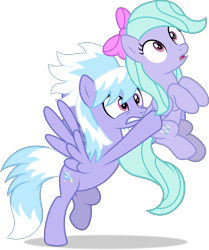 Size: 4988x5970 | Tagged: safe, artist:thatusualguy06, imported from derpibooru, cloudchaser, flitter, pegasus, pony, .svg available, absurd resolution, carrying, duo, duo female, female, gritted teeth, looking up, mare, open mouth, siblings, simple background, sisters, spread wings, transparent background, vector, wings