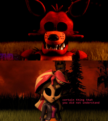 Size: 1920x2160 | Tagged: safe, artist:fazbearsparkle, edit, edited screencap, imported from derpibooru, screencap, sunset shimmer, equestria girls, 3d, black sclera, blank eyes, comparison, crossover, five nights at freddy's, foxy, golden freddy, source filmmaker, the chief (animatronic), the special strike, the special strike rebellion, thehottest dog