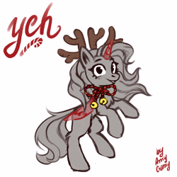 Size: 4500x4500 | Tagged: safe, artist:ami-gami, imported from derpibooru, deer, earth pony, pegasus, pony, unicorn, bell, bells, christmas, commission, cute, holiday, solo, ych sketch, your character here