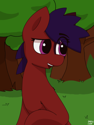 Size: 1500x2000 | Tagged: safe, artist:monycaalot, imported from derpibooru, oc, oc only, oc:mony caalot, earth pony, pony, female, forest, forest background, half body, simple background, solo