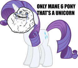 Size: 3359x2945 | Tagged: safe, imported from derpibooru, rarity, human head pony, original species, unicorn, forever alone, high res, meme, sad, simple background, solo, transparent background, wat