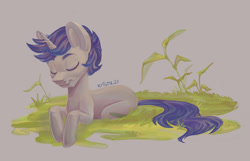 Size: 1920x1238 | Tagged: safe, artist:krista-21, imported from derpibooru, oc, oc only, pony, unicorn, grass, male, relaxing, sleeping, solo, stallion