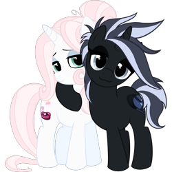 Size: 3000x3000 | Tagged: safe, artist:mistress midnight, artist:mommymidday, imported from derpibooru, oc, oc only, oc:mistress, oc:mommy midday, pony, unicorn, derpibooru community collaboration, 2022 community collab, cute, eyelashes, eyeshadow, female, high res, horn, hug, makeup, show accurate, simple background, smiling, standing, tail, transparent background, two toned mane, two toned tail, unicorn oc
