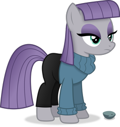 Size: 3485x3681 | Tagged: safe, artist:anime-equestria, imported from derpibooru, maud pie, earth pony, pony, boulder (g4), clothes, eyeshadow, female, high res, lidded eyes, makeup, mare, rock, simple background, solo, sweater, transparent background, vector