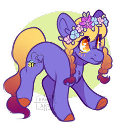 Size: 2000x2000 | Tagged: safe, artist:hana-art, imported from derpibooru, oc, oc only, oc:sydney azure, pony, female, floral head wreath, flower, high res, mare, simple background, solo, transparent background