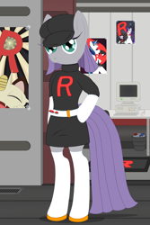 Size: 3200x4800 | Tagged: safe, artist:fascismnotincluded, imported from derpibooru, maud pie, anthro, earth pony, semi-anthro, clothes, pokémon, solo, team rocket