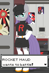 Size: 3200x4800 | Tagged: safe, alternate version, artist:fascismnotincluded, imported from derpibooru, maud pie, anthro, earth pony, semi-anthro, clothes, pokémon, solo, team rocket