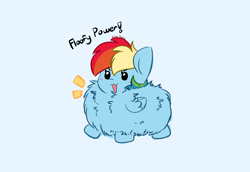 Size: 4608x3176 | Tagged: safe, artist:kittyrosie, imported from derpibooru, rainbow dash, pegasus, pony, beady eyes, blue background, cute, dashabetes, emanata, excessive fluff, fluffy, open mouth, simple background, solo