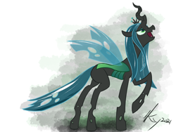 Size: 1600x1200 | Tagged: source needed, safe, artist:kylami, imported from derpibooru, queen chrysalis, changeling, changeling queen, crown, female, jewelry, regalia, singing, solo