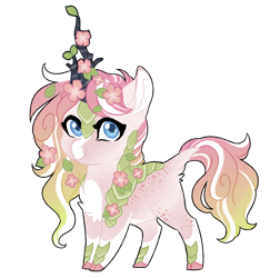 Size: 1024x1054 | Tagged: safe, artist:azure-art-wave, imported from derpibooru, oc, oc only, oc:floral spirit, kirin, chibi, female, flower, simple background, solo, transparent background