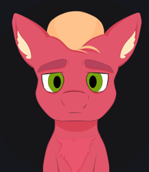 Size: 6500x7500 | Tagged: safe, artist:disgloom, derpibooru exclusive, imported from derpibooru, sprout cloverleaf, earth pony, pony, absurd resolution, black background, bust, frown, g5, green eyes, looking at you, male, my little pony: a new generation, simple background, solo, stallion