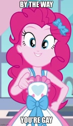 Size: 500x869 | Tagged: safe, edit, edited screencap, imported from derpibooru, screencap, pinkie pie, equestria girls, equestria girls series, the craft of cookies, spoiler:eqg series (season 2), caption, cropped, female, image macro, imgflip, looking at you, meme, smiling, solo, spongebob squarepants, text