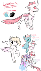 Size: 2048x3535 | Tagged: safe, artist:moccabliss, imported from derpibooru, ocellus, oc, oc:lovestruck, oc:opal wave, changedling, changeling, albino, albino changeling, half-siblings, high res, hug, magical lesbian spawn, offspring, parent:ocellus, parent:silverstream