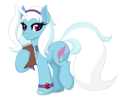 Size: 2000x1600 | Tagged: safe, artist:tertonda, derpibooru exclusive, imported from derpibooru, oc, oc only, oc:frosty scribe, earth pony, pony, derpibooru community collaboration, 2022 community collab, blue fur, bracelet, clipboard, earth pony oc, eyelashes, female, full body, headband, jewelry, mare, pink eyes, raised hoof, simple background, solo, standing on two hooves, tail, transparent background, white mane