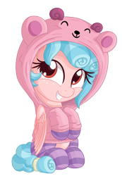 Size: 1717x2478 | Tagged: safe, artist:vito, imported from ponybooru, cozy glow, pegasus, pony, clothes, cozybetes, cute, female, filly, foal, hoodie, simple background, solo, transparent background
