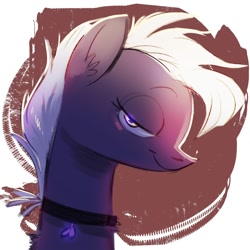 Size: 2000x2000 | Tagged: safe, artist:imsokyo, imported from ponybooru, oc, oc only, pony, bust, choker, commission, female, lidded eyes, looking at you, mare, smiling, solo