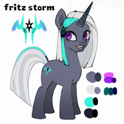 Size: 400x400 | Tagged: safe, artist:mayslost, imported from ponybooru, oc, oc:fritz storm, unicorn, reference sheet, solo