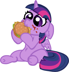 Size: 634x665 | Tagged: safe, artist:nootaz, imported from derpibooru, twilight sparkle, alicorn, pony, burger, chubby, cute, female, floppy ears, food, hay burger, majestic as fuck, mare, messy eating, twiabetes, twilight burgkle, twilight sparkle (alicorn), underhoof
