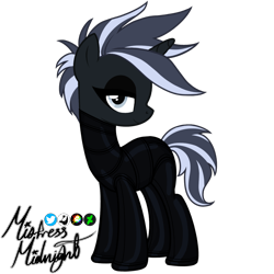 Size: 2048x2048 | Tagged: safe, alternate version, artist:mistress midnight, imported from derpibooru, oc, oc only, oc:mistress, pony, unicorn, catsuit, eyeliner, eyeshadow, high res, horn, latex, latex suit, makeup, mohawk, rubber, rubber suit, simple background, solo, transparent background, two toned mane, unicorn oc