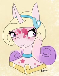 Size: 440x557 | Tagged: safe, artist:boredtabletfilly, imported from derpibooru, princess cadance, alicorn, anthro, alternate design, choker, female, hairband, smiling, solo