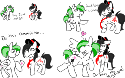 Size: 640x400 | Tagged: safe, artist:boredtabletfilly, imported from derpibooru, oc, oc only, oc:egophiliac, oc:joystick (boredtabletfilly), pegasus, pony, call me maybe, comic, duo, floating heart, hat, heart, necktie, song reference