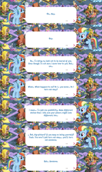 Size: 762x1280 | Tagged: safe, imported from derpibooru, lightning dust, rainbow dash, the last problem, dialogue, game screencap, gameloft, older, older rainbow dash, self paradox, self ponidox